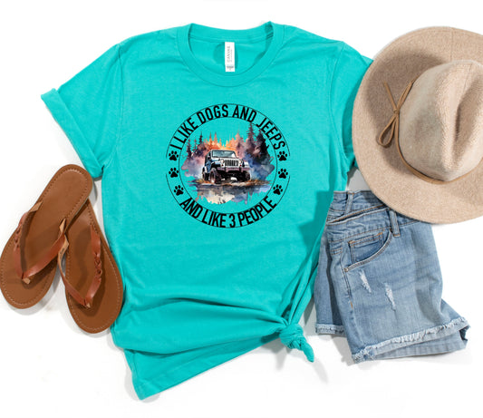 Wholesale I Love Dogs and Jeeps Graphic Tee - Heather Purple