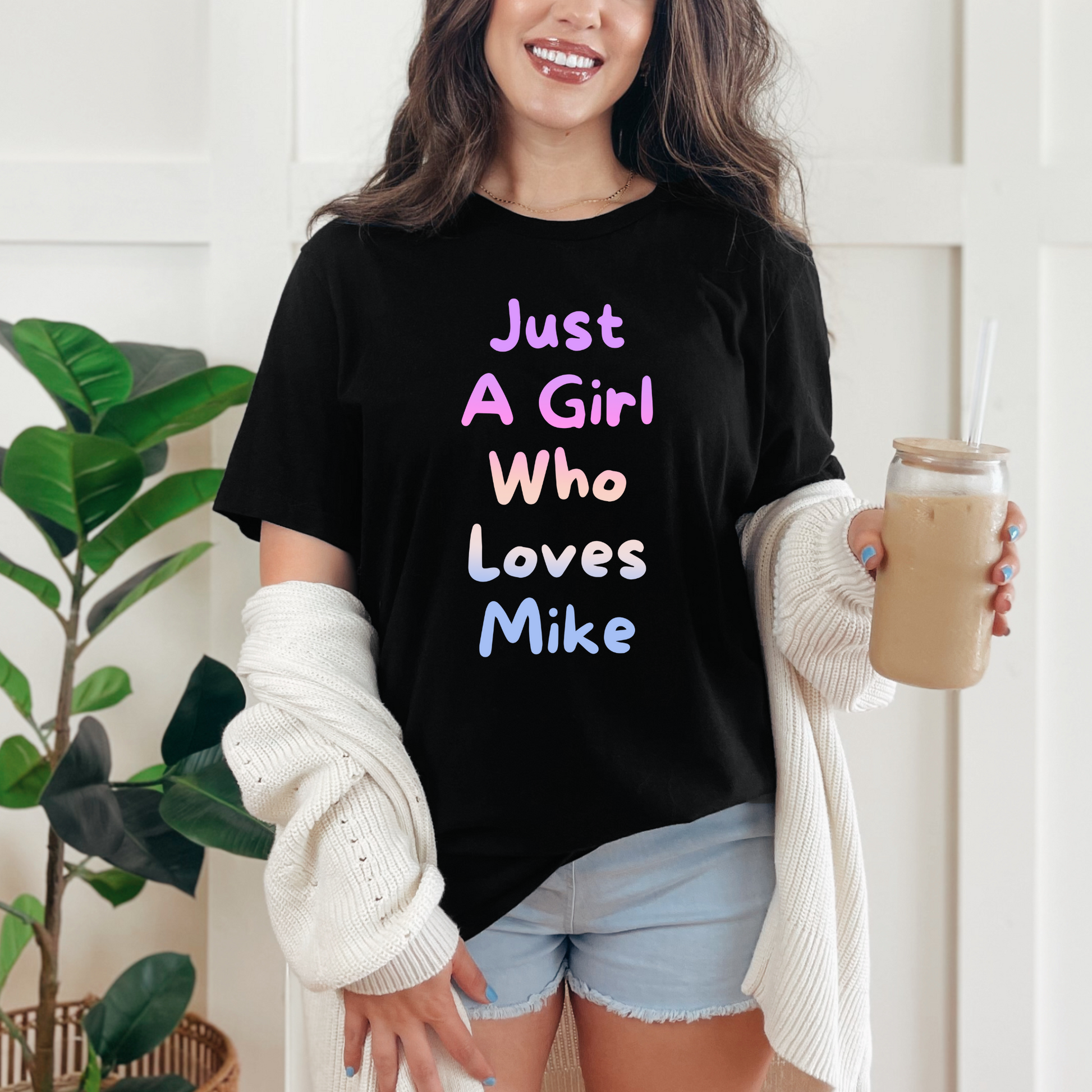 Wholesale Just a girl who loves custom Graphic Tee - Black Tee