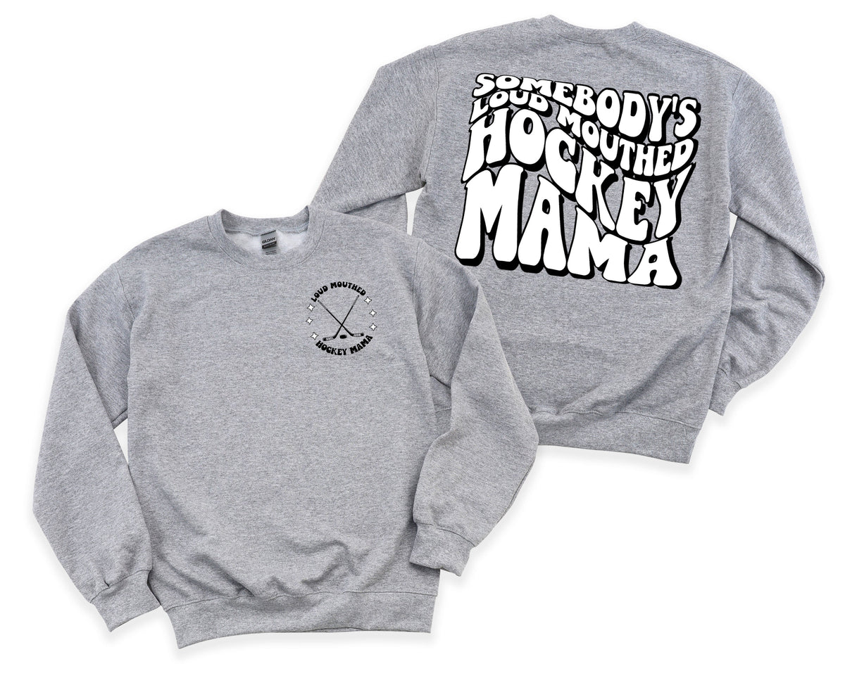 Wholesale Loud Mouthed Hockey Mama Graphic Tee - White Tee