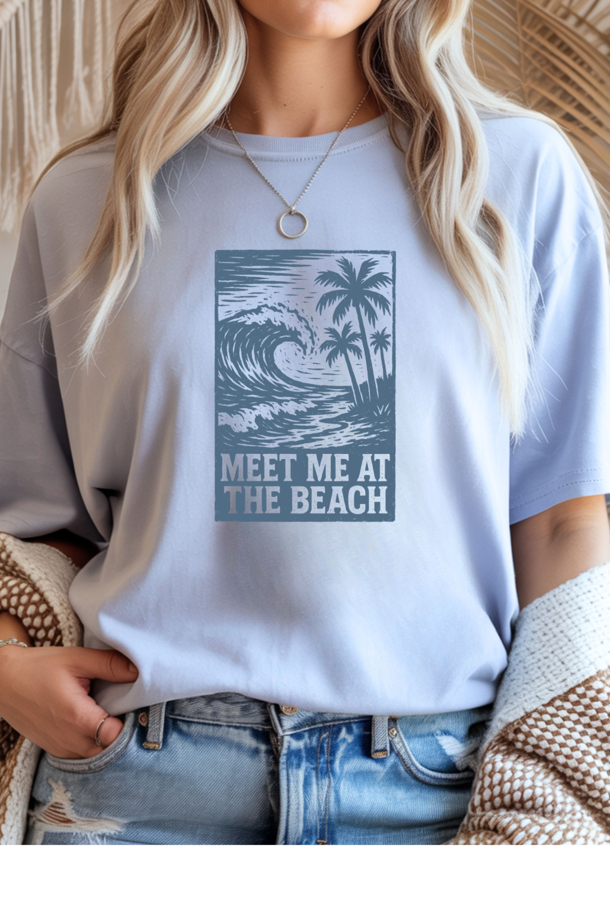 Wholesale Blue Waves - Meet Me At The Beach #5 - Light Blue Gildan Tee