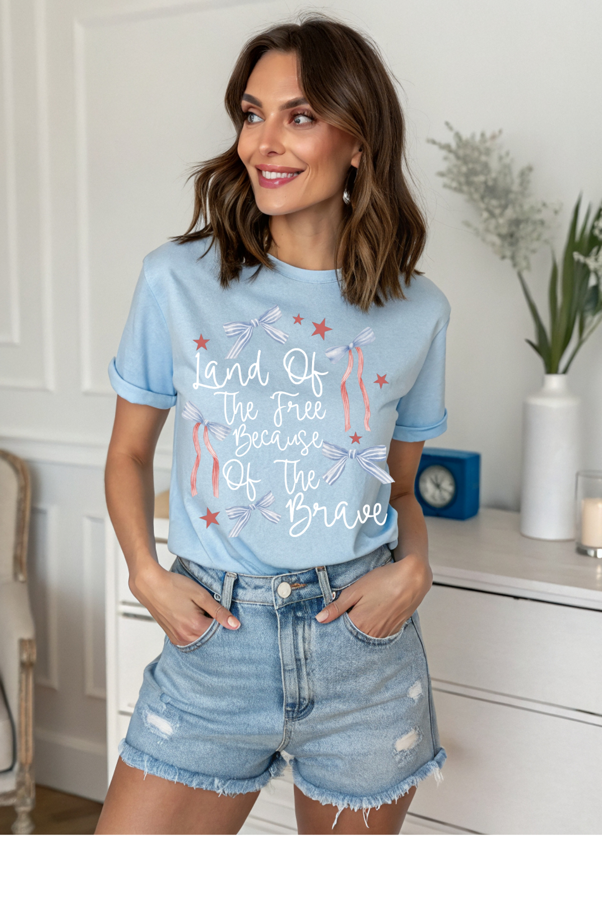 Wholesale 4th of July - Land of the Free #10 - Light Blue Gildan Tee