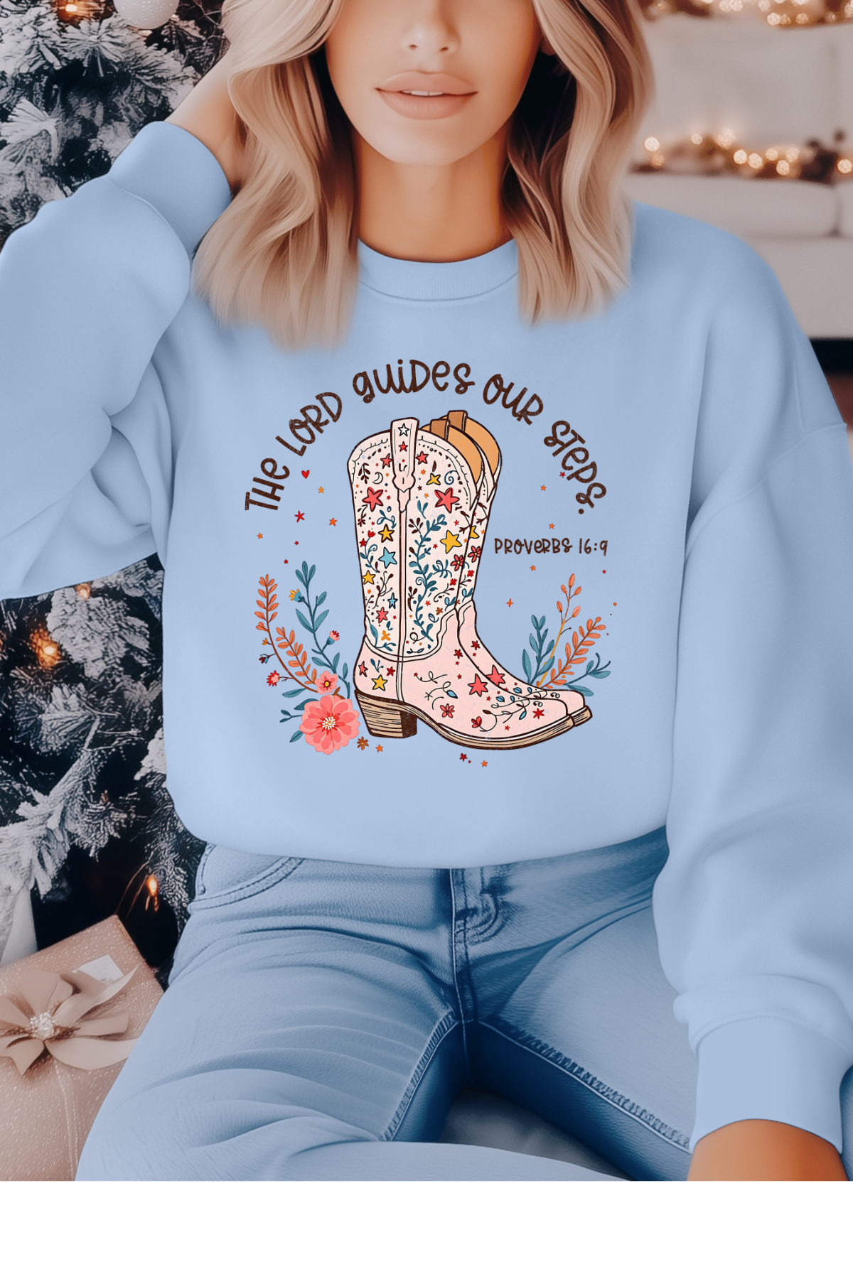 Wholesale RoseWater Glow - Guides Our Steps #1 - Light Blue Gildan Sweatshirt