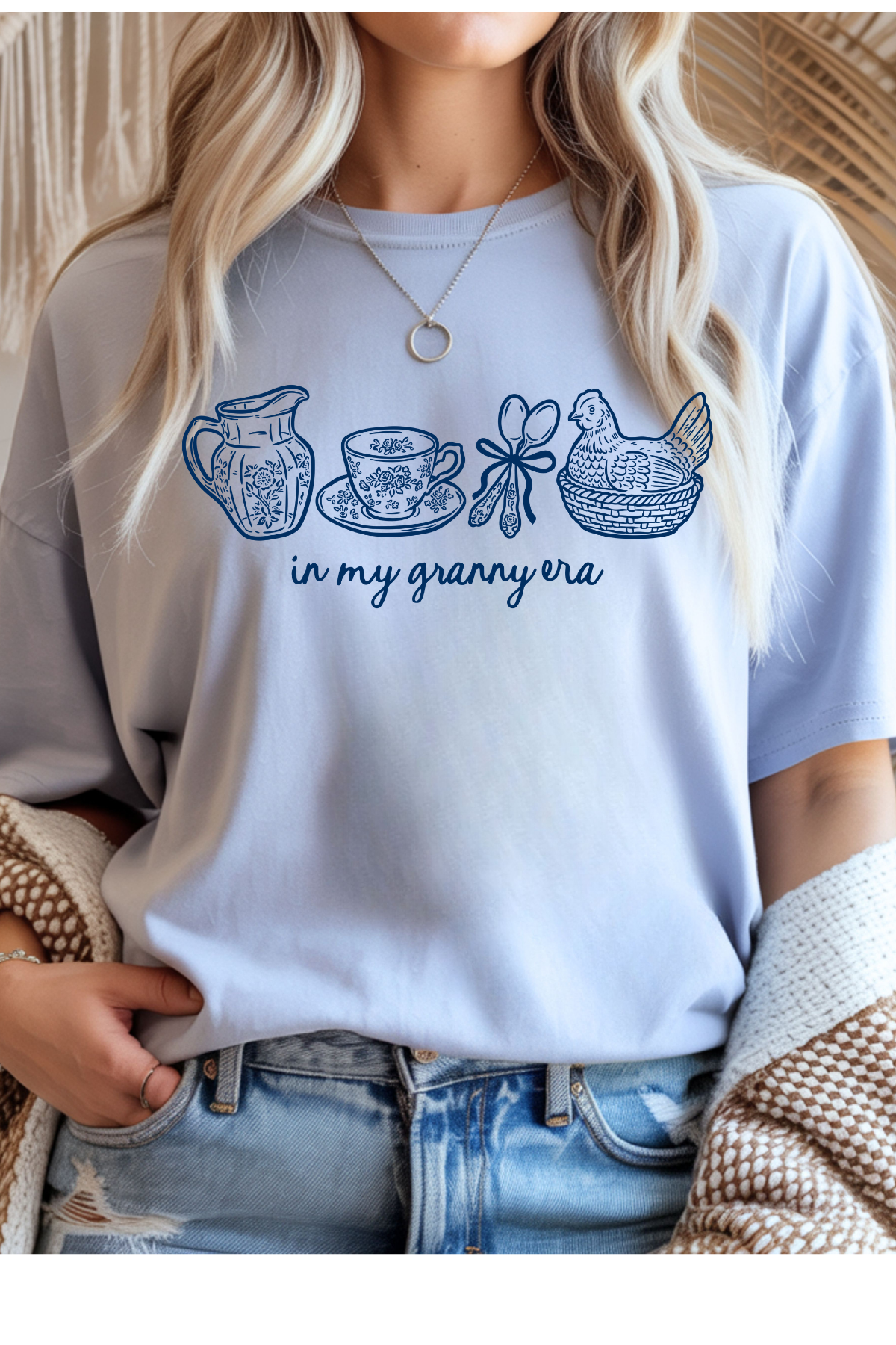 Wholesale Fern & Floral - My Granny Era #5 - Light Blue Gildan Tee