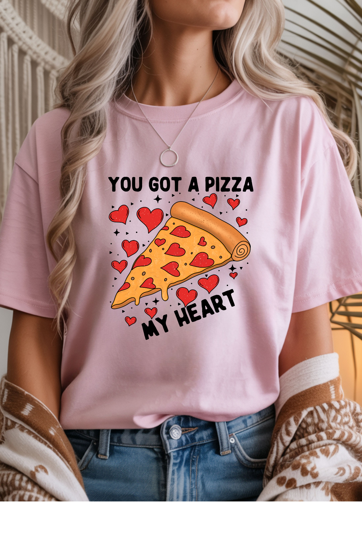 Wholesale Valentine's Day - Pizza My Heart #9 - Light Pink Gildan Tee