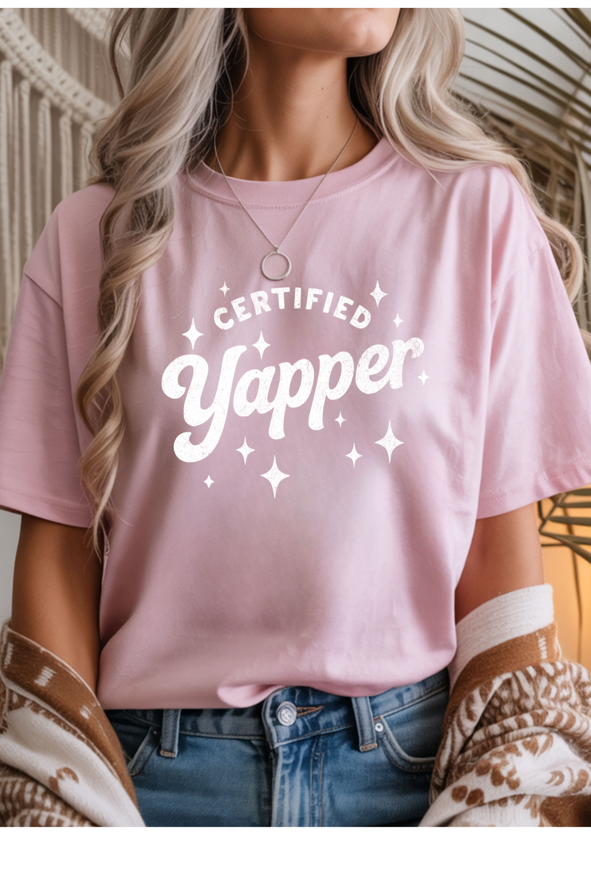 Wholesale Clouded Spring - Certified Yapper #1 - Light Pink Gildan Tee