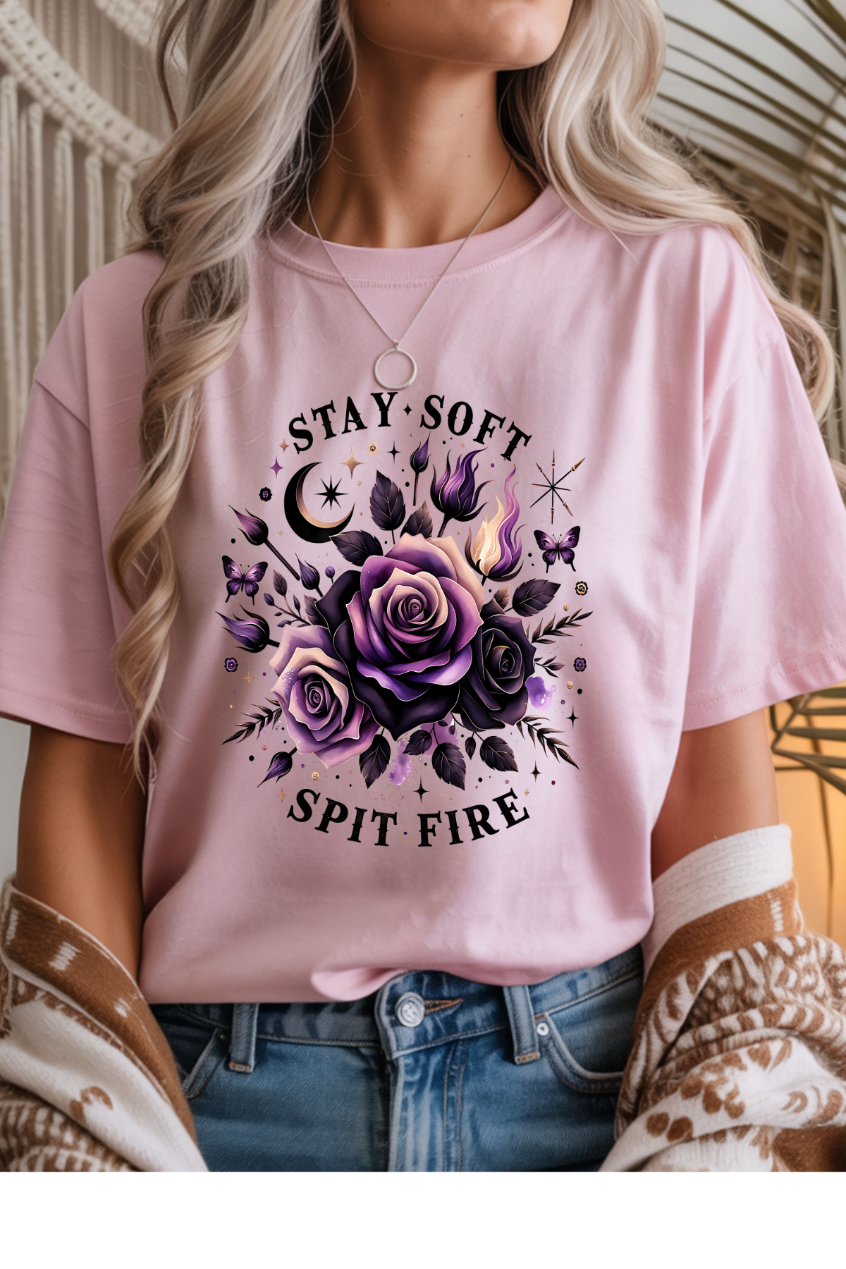 Wholesale RoseWater Glow - Stay Soft Spit Fire #3 - Light Pink Gildan Tee