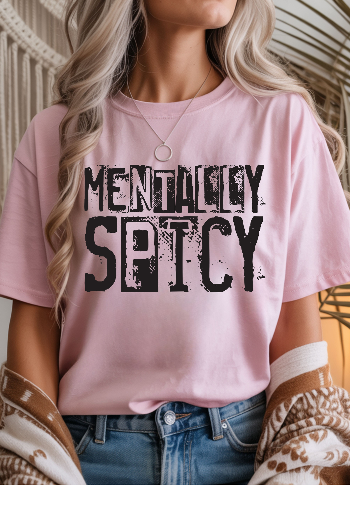 Wholesale Soft Meadow - Mentally Spicy #8 - Light Pink Gildan Tee