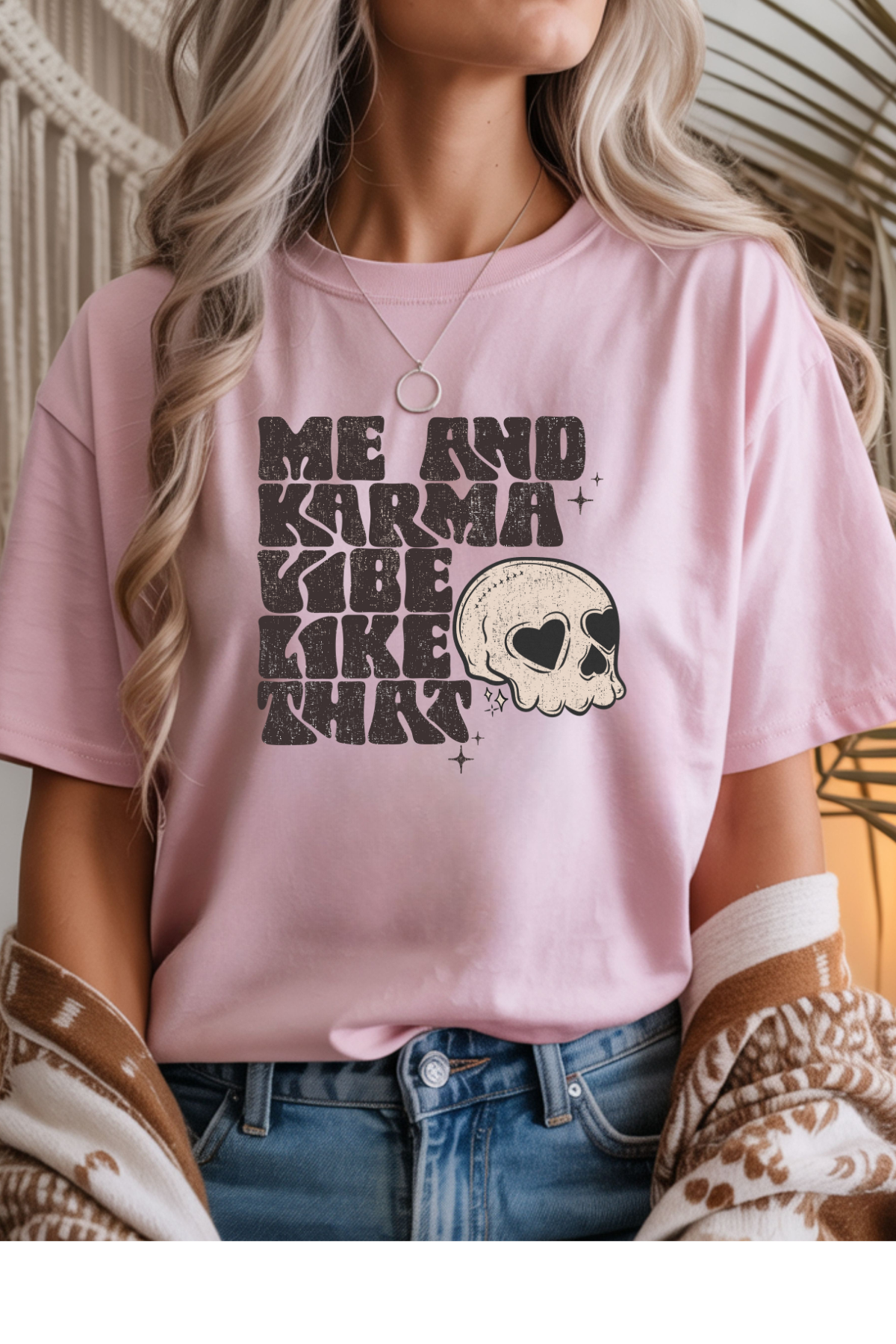 Wholesale Flower Power - Karma Vibe #3 - Light Pink Gildan Tee