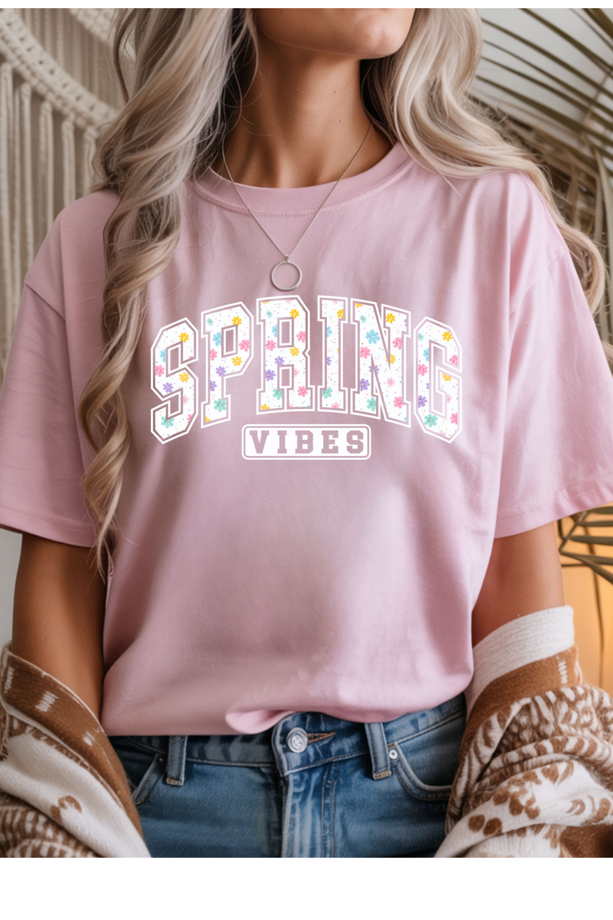 Wholesale Clouded Spring - Spring Vibes #10 - Light Pink Gildan Tee