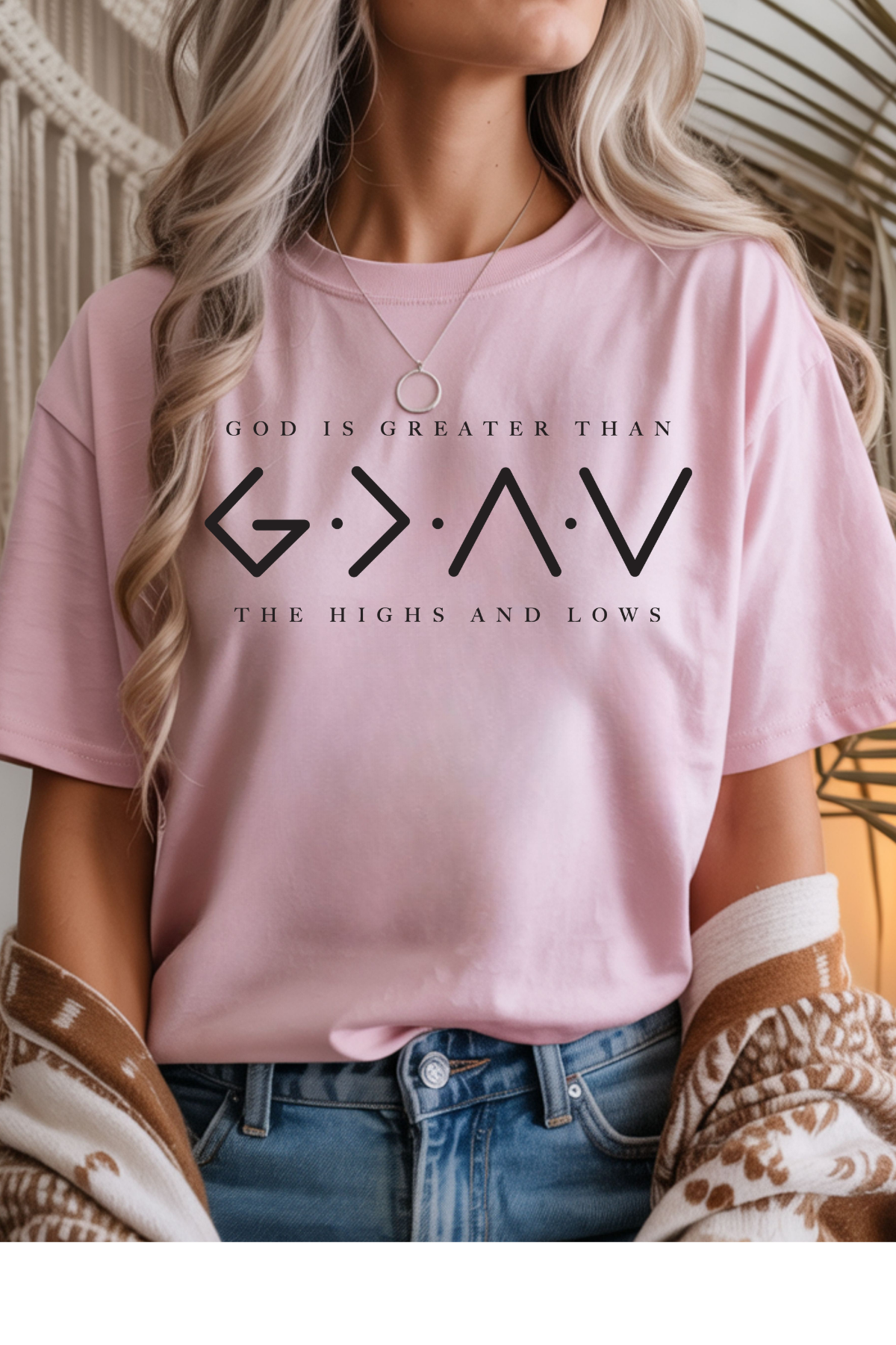 Wholesale Color Me Spring - God Is Greater #3 - Light Pink Gildan Tee