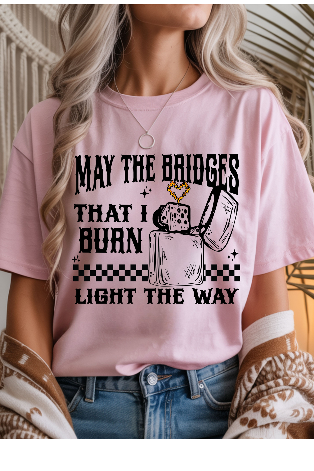 Wholesale Fern & Floral - May The Bridges #9 - Light Pink Gildan Tee