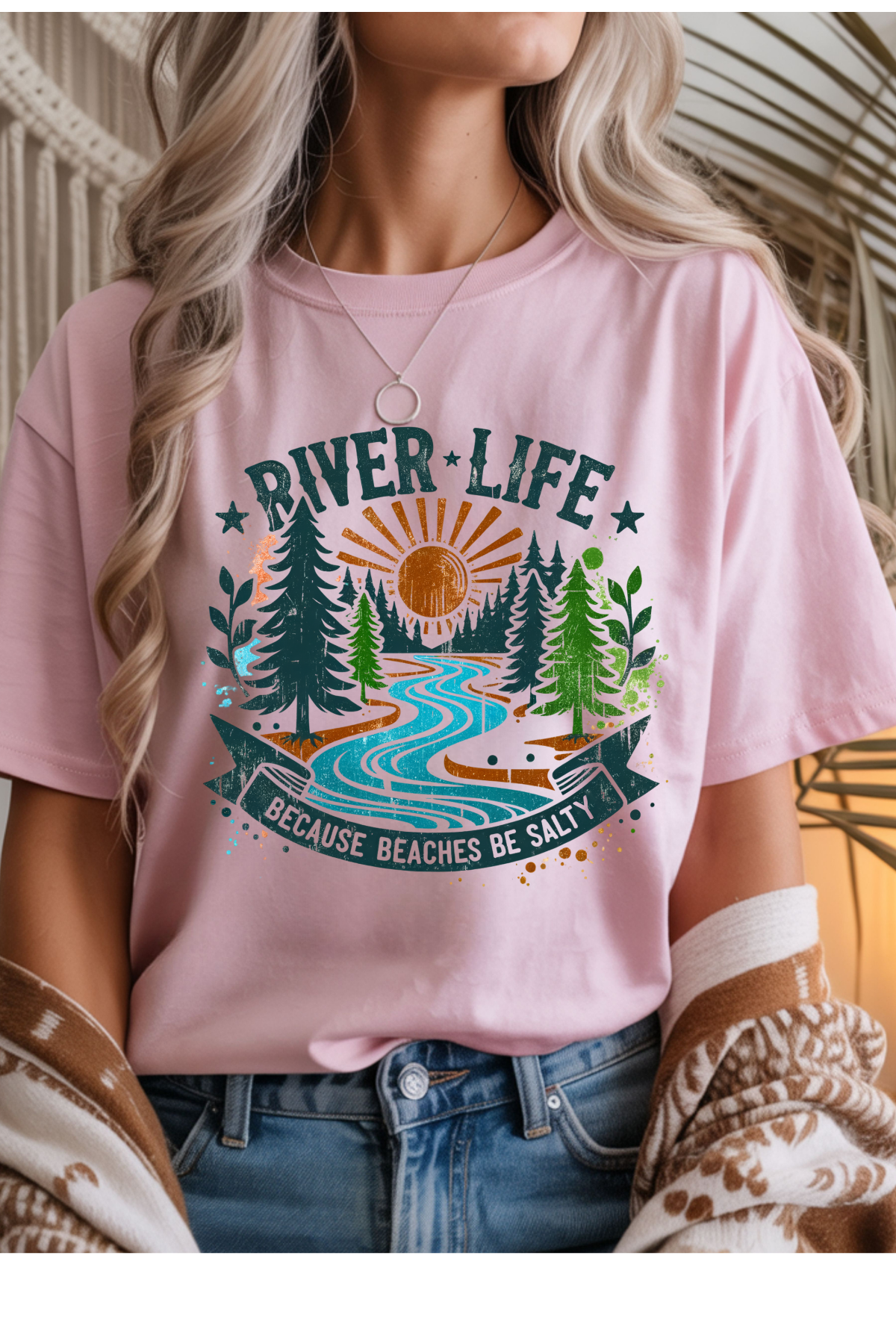 Wholesale Royal Queen - River Life #8 - Light Pink Gildan Tee