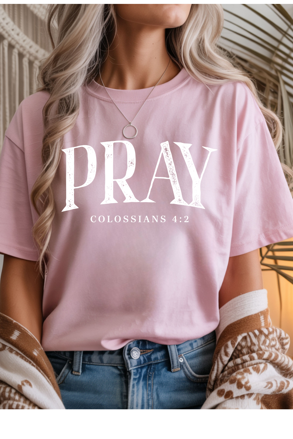 Wholesale Pink - Pray #1 - Light Pink Gildan Tee