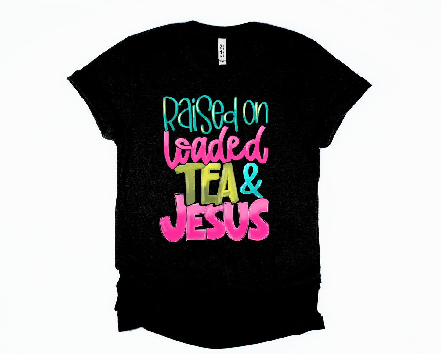Wholesale Loaded Tea and Jesus Graphic Tee - Black