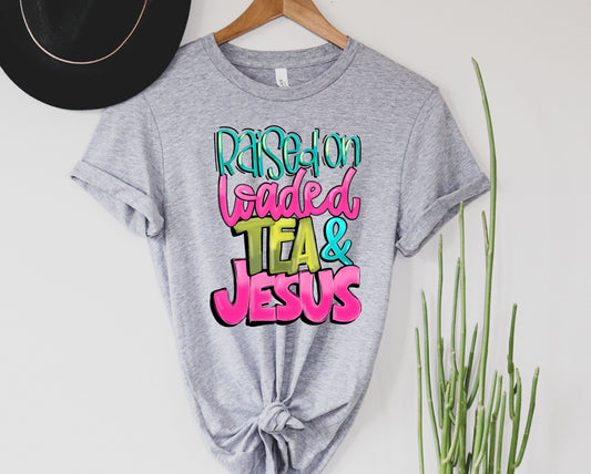 Wholesale Loaded Tea and Jesus Graphic Tee - Grey