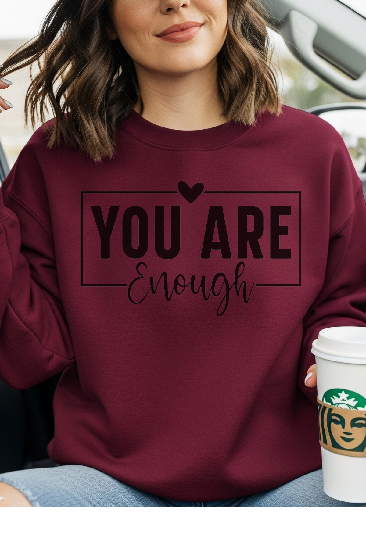 Wholesale Golden Hour - You are enough - #10 - Maroon Gildan Sweatshirt