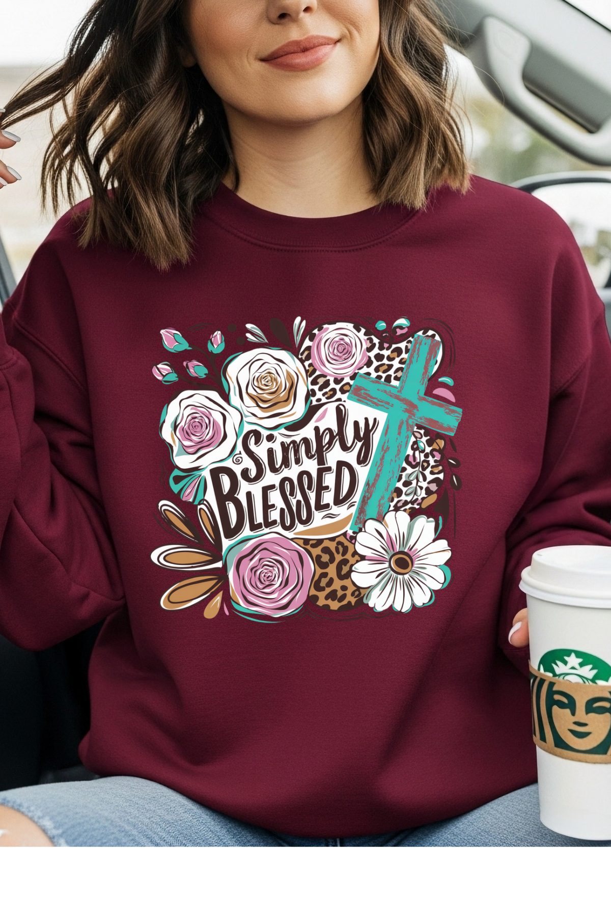 Wholesale Shadows & Spots - Simply Blessed #6 - Maroon Gildan Sweatshirt