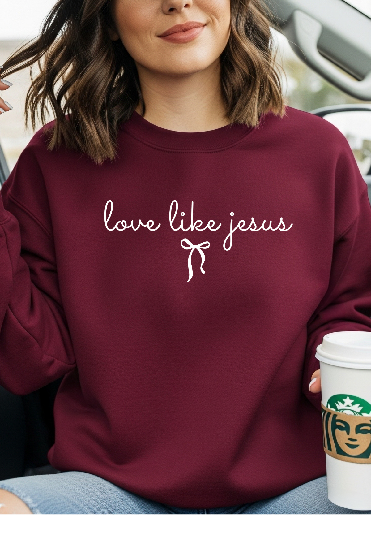 Wholesale Blue Waves - Love Like Jesus #3 - Maroon Gildan Sweatshirt