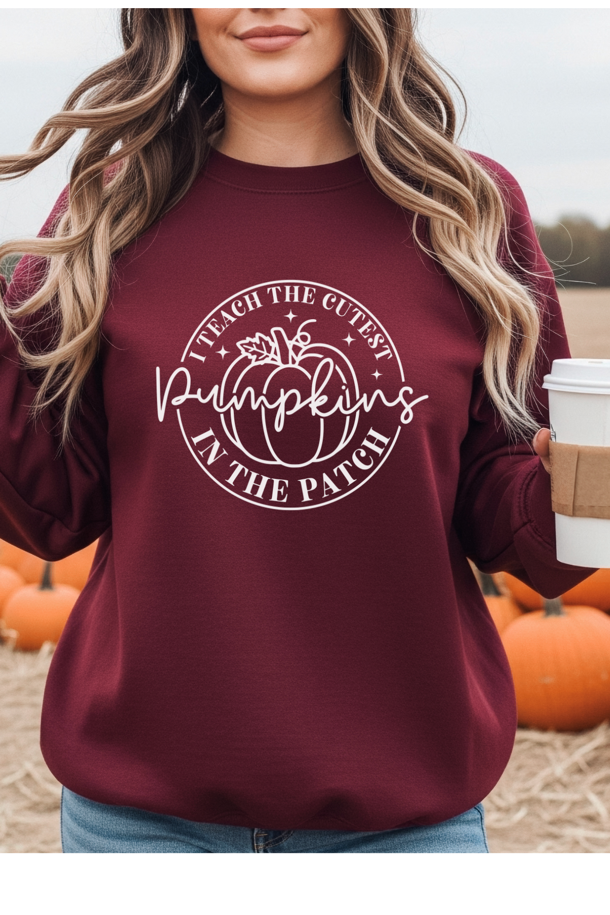 Wholesale Trick or Chic - Teaching Pumpkin Cuties #7 - Maroon Gildan Sweatshirt