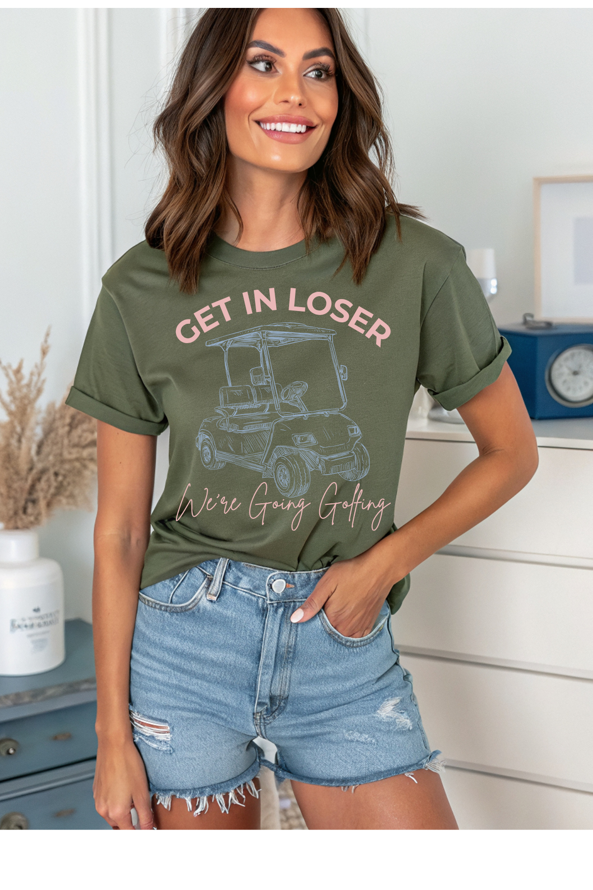 Wholesale Rose Garden - Get In Loser #1 - Military Green Gildan Tee