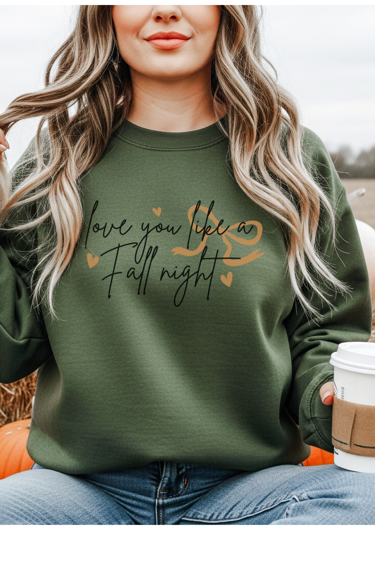 Wholesale Fall Whispers - Love You & Fall Nights #5 - Military Green Gildan Sweatshirt