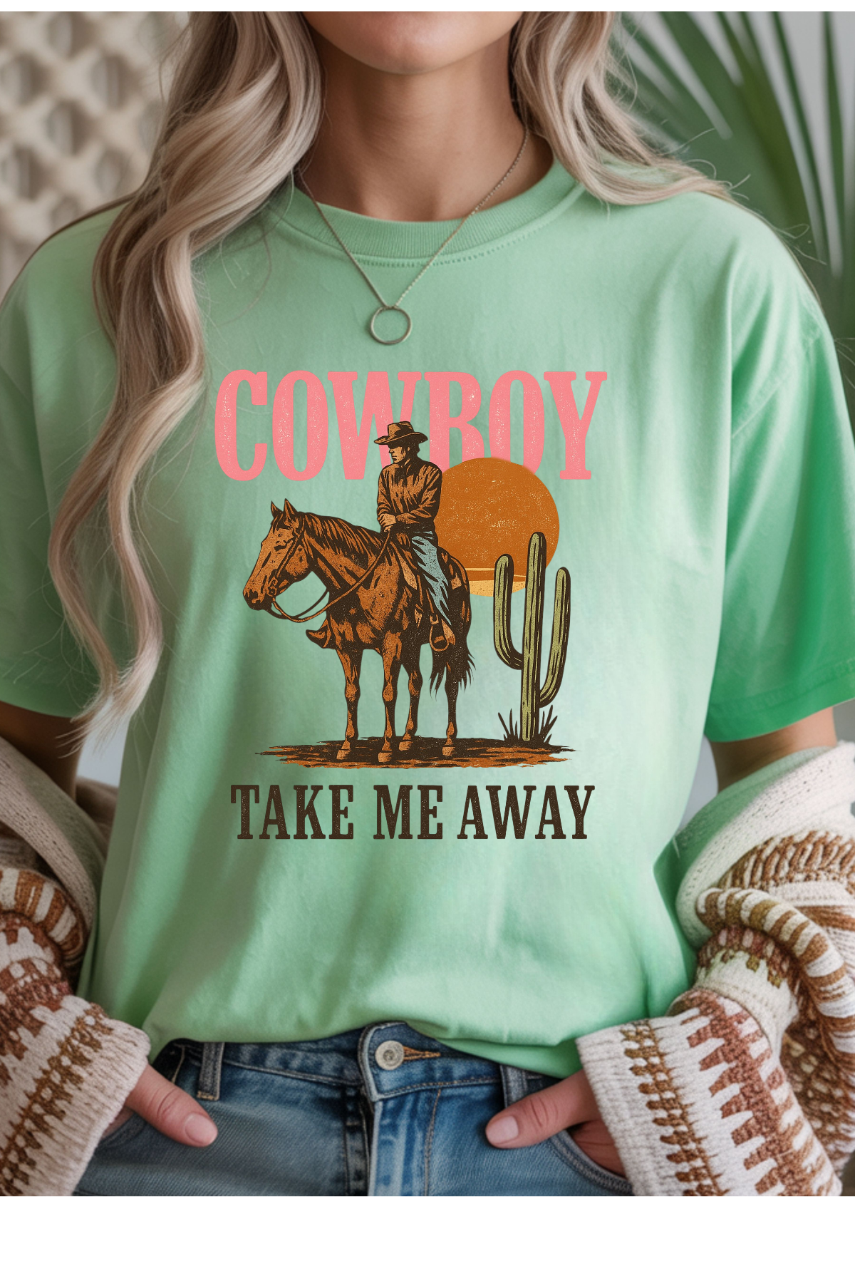 Wholesale Indigo - Cowboy Take Me Away #3 - Mint Gildan Tee