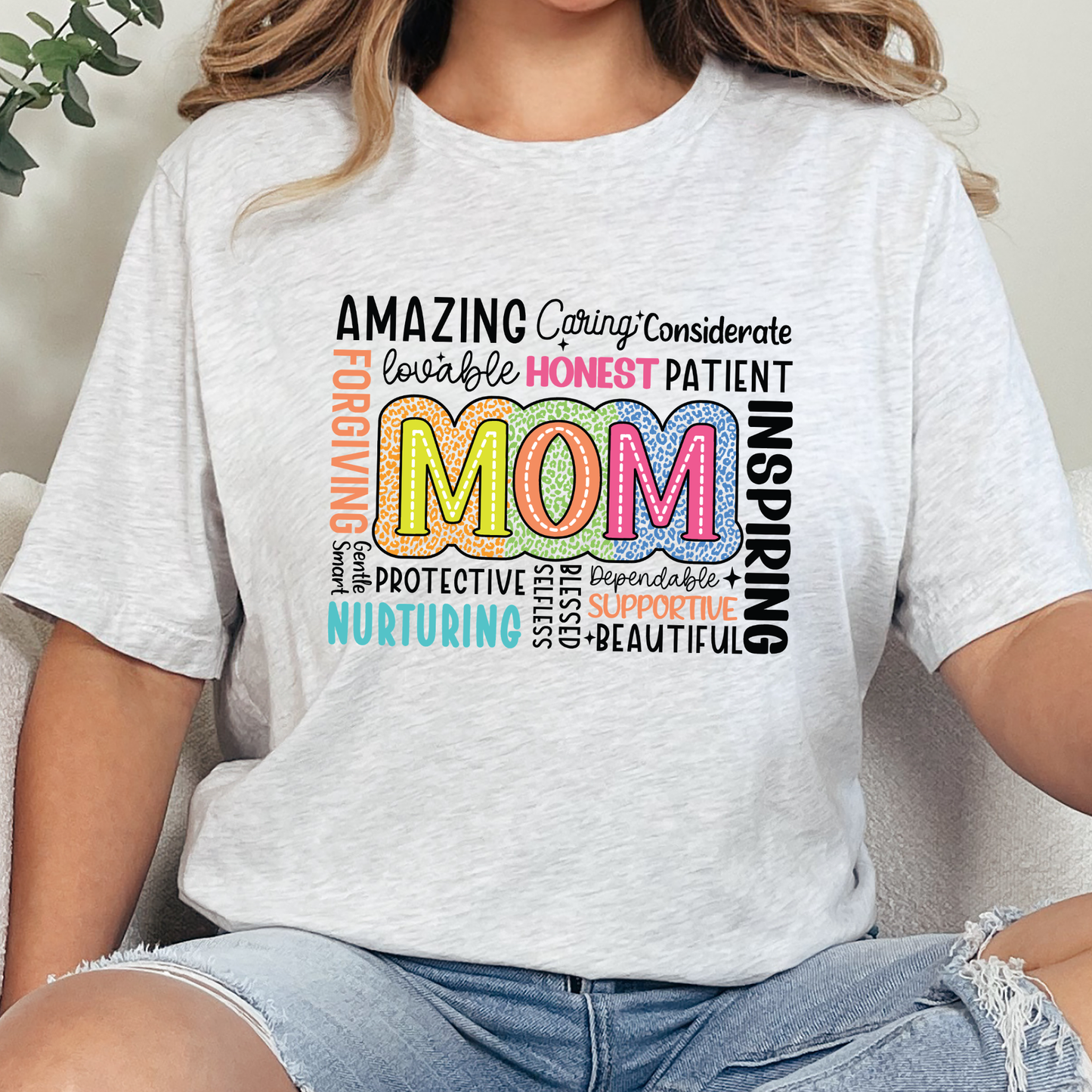 Wholesale Mom Life Words Graphic Tee - Ash Tee