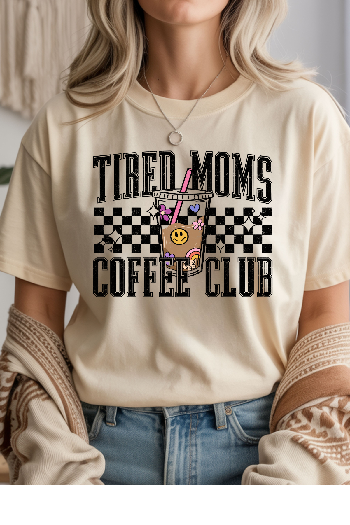 Wholesale Soft Meadow - Tired Moms Coffee Club #6 - Natural Gildan Tee