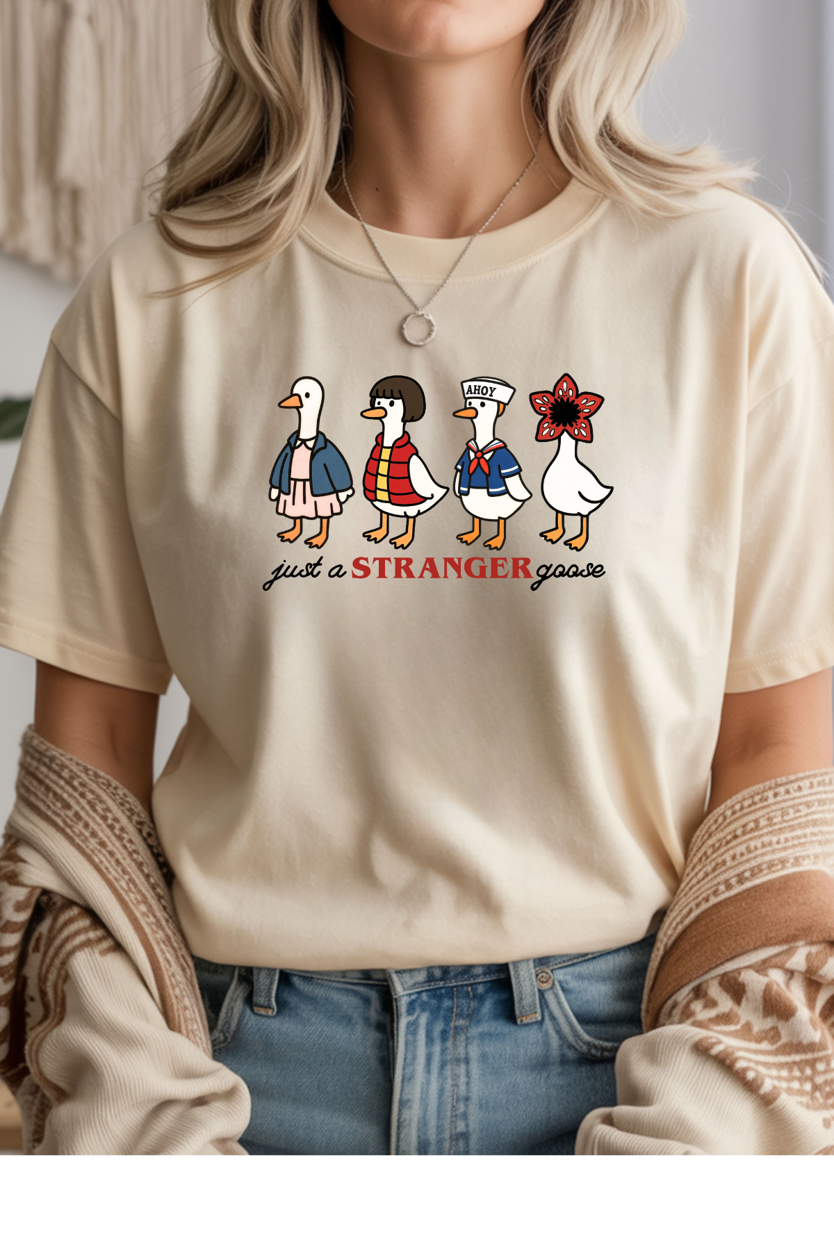 Wholesale Flower Power - Stranger Goose #6 - Natural Gildan Tee