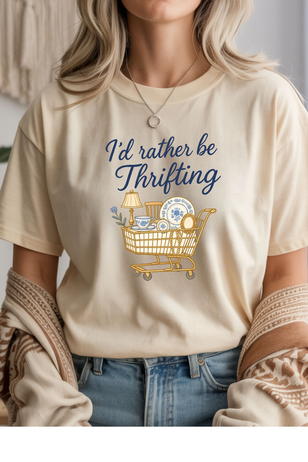 Wholesale Flower Power - Rather Be Thrifting #8 - Natural Gildan Tee