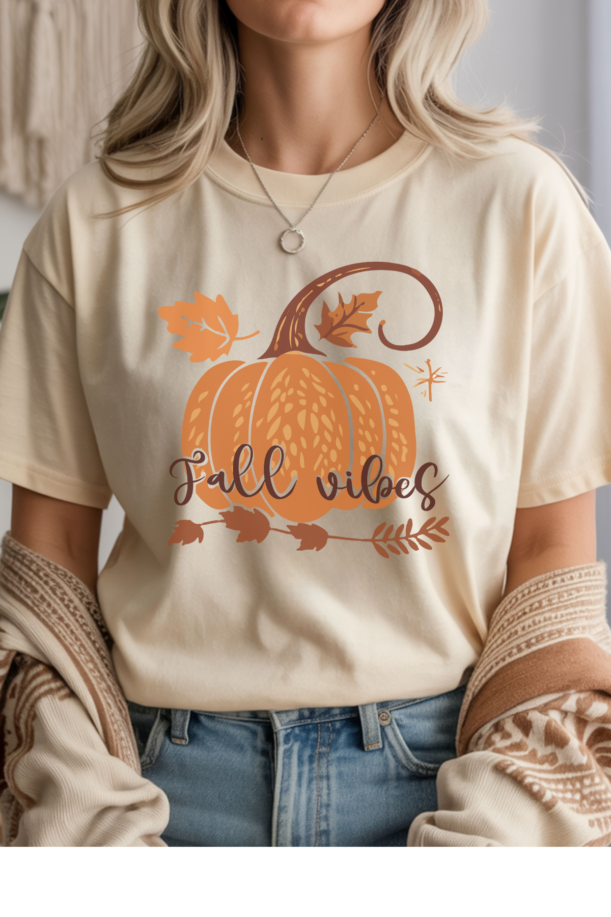 Wholesale Fall Whimsey - Fall Vibes #6 - Natural Gildan Tee