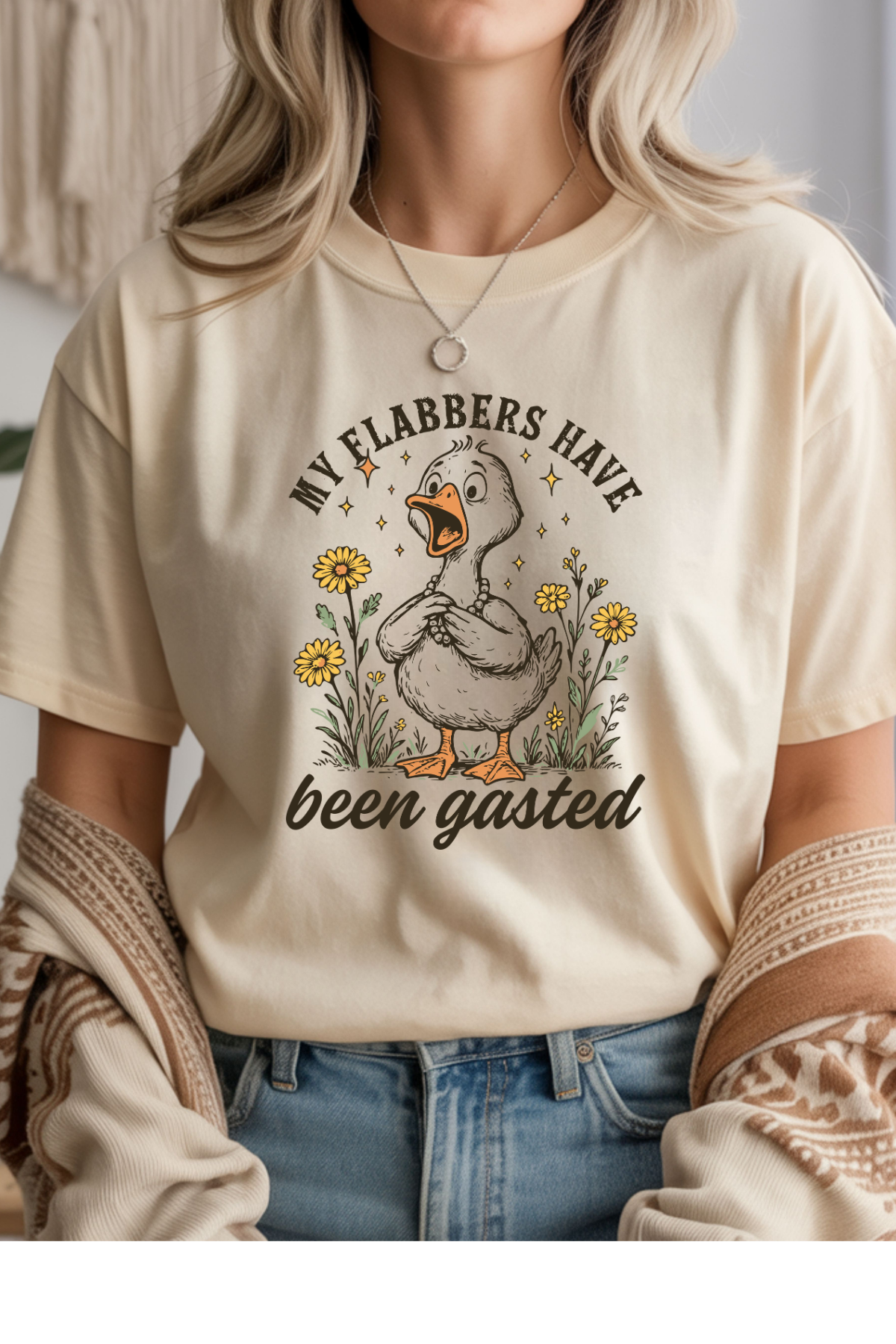 Wholesale Rooted in Spring - My Flabbers #10 - Natural Gildan Tee
