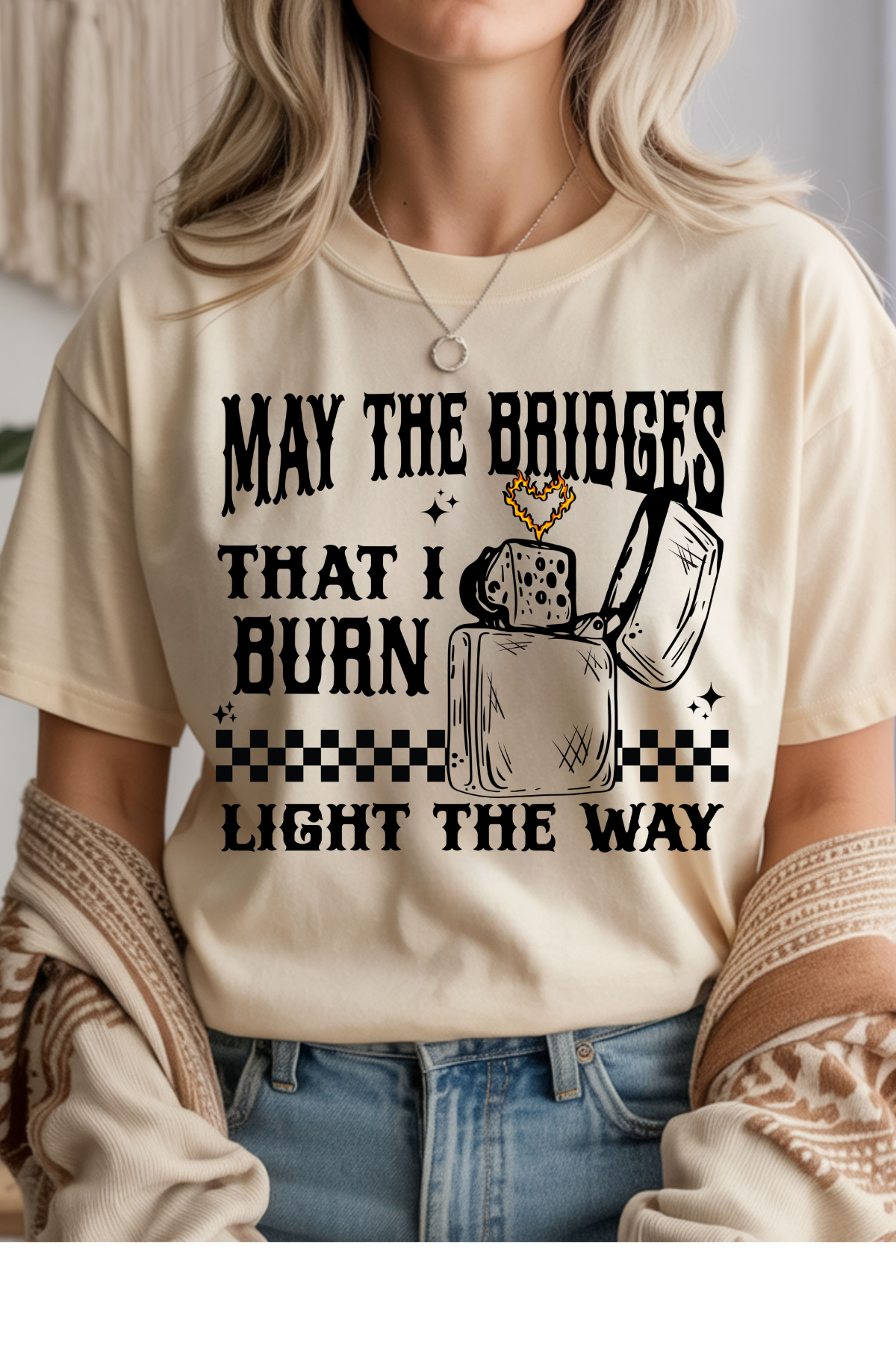 Wholesale Fern & Floral - May The Bridges #9 - Natural Gildan Tee