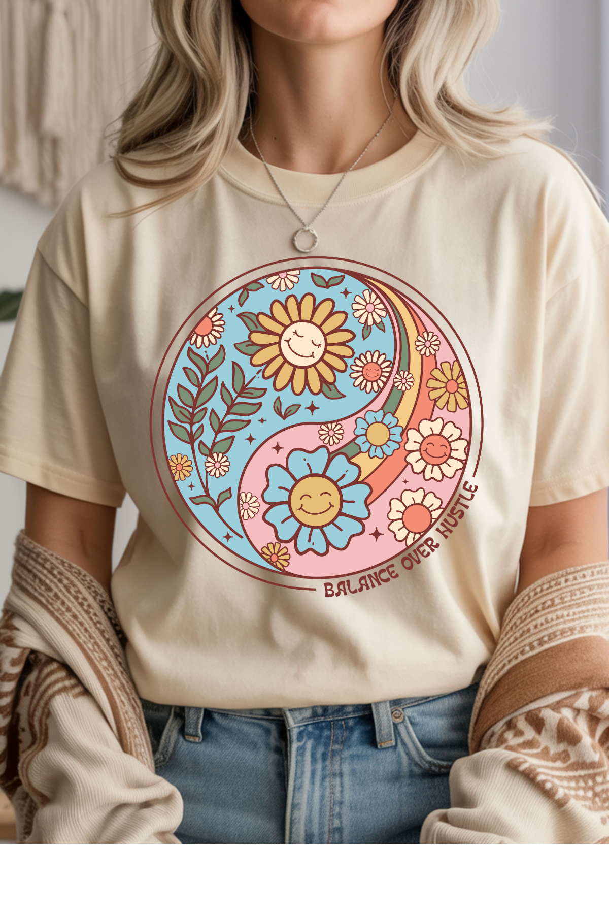 Wholesale Blush Theory - Balance over Hustle #1 - Natural Gildan Tee