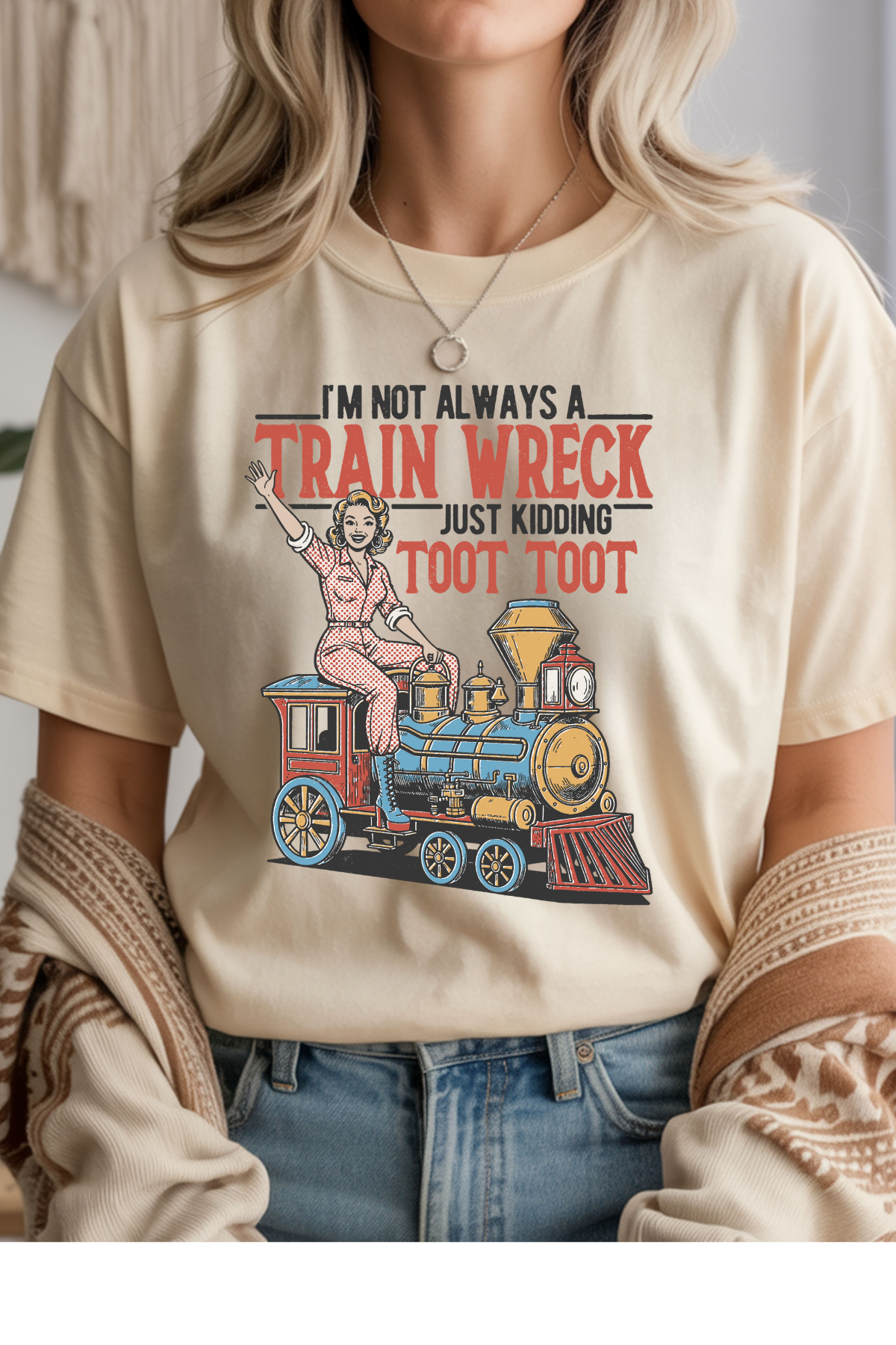Wholesale Blush Theory - Train Wreck #2 - Natural Gildan Tee