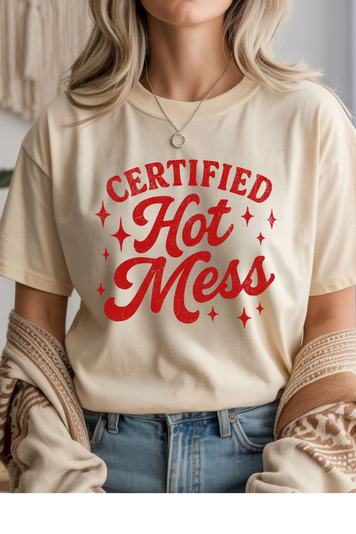 Wholesale Blush Theory - Certified Hot Mess #4 - Natural Gildan Tee