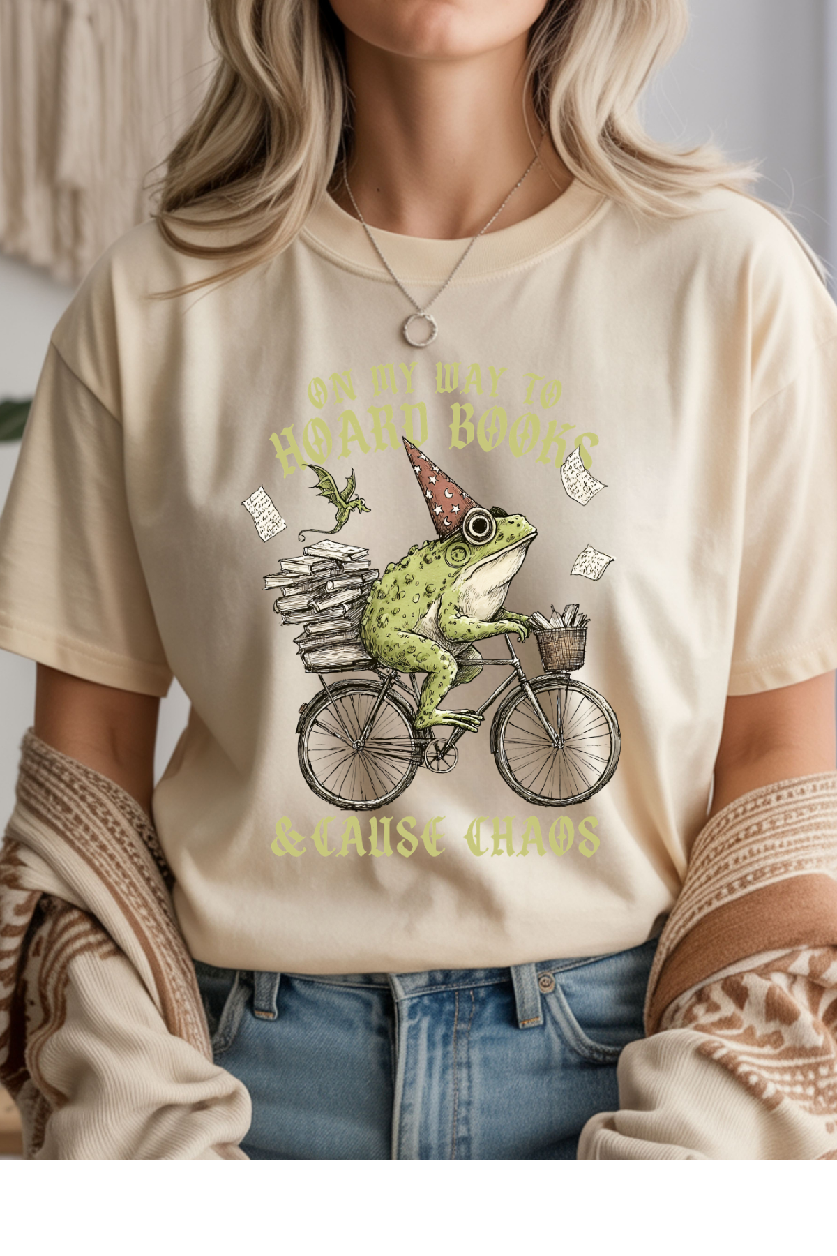Wholesale Pink - Hoard Books, Cause Chaos #9 - Natural Gildan Tee