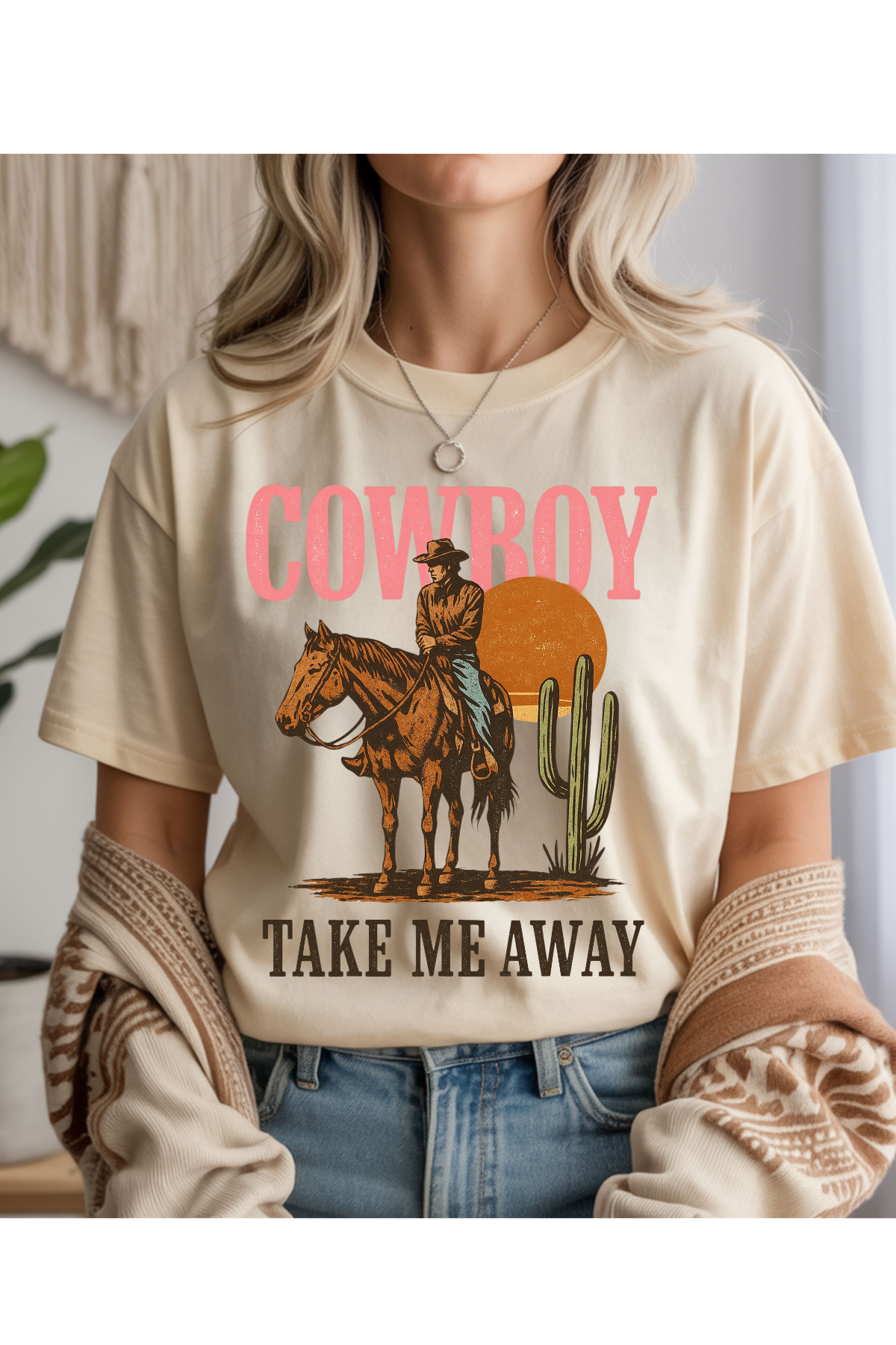 Wholesale Indigo - Cowboy Take Me Away #3 - Natural Gildan Tee