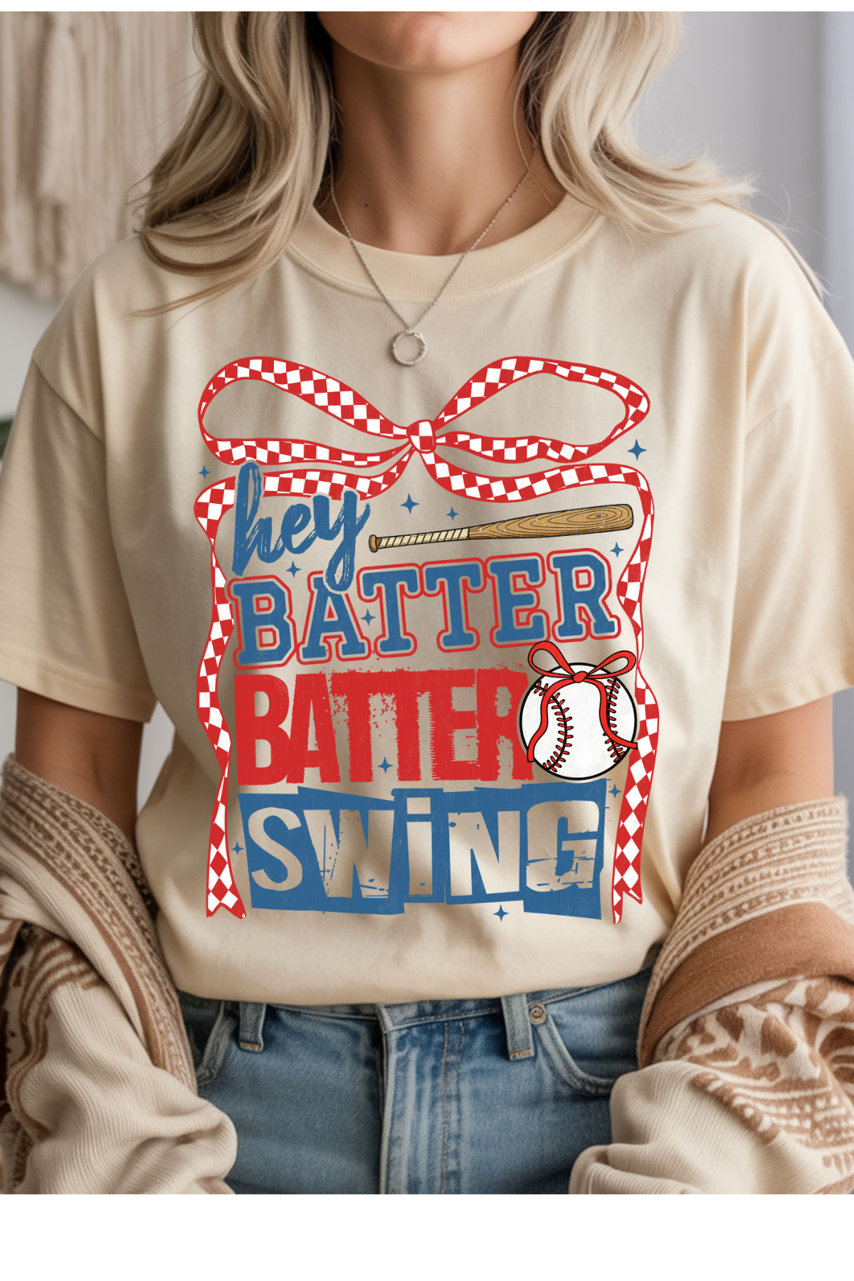Wholesale Royal Queen - Hey Batter Batter #7 - Natural Gildan Tee