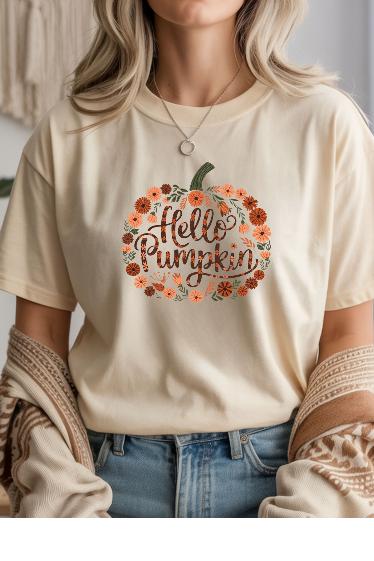 Wholesale Shadows & Spots - Hello Pumpkin #4 - Natural Gildan Tee