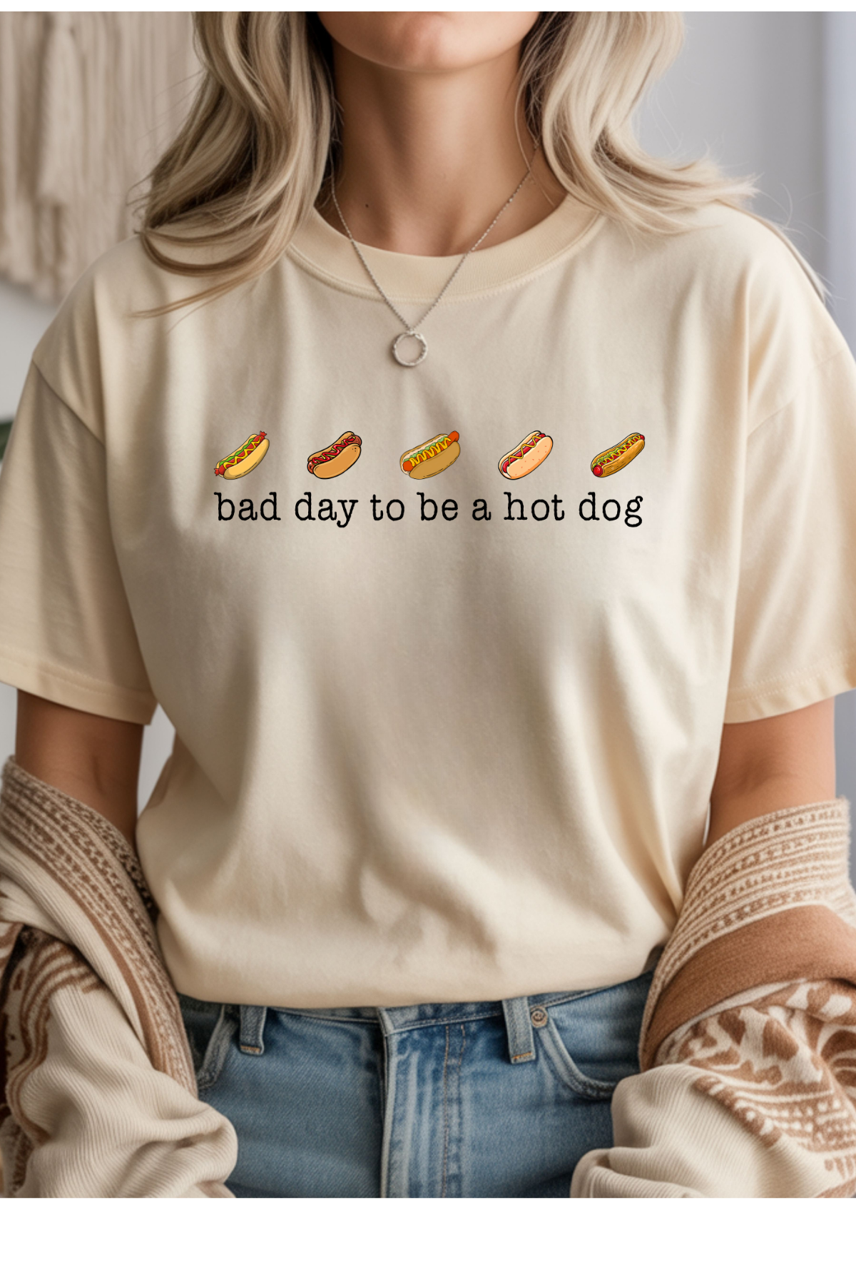 Wholesale Memorial Day - Bad Day To be A Hotdog #3 - Natural Gildan Tee