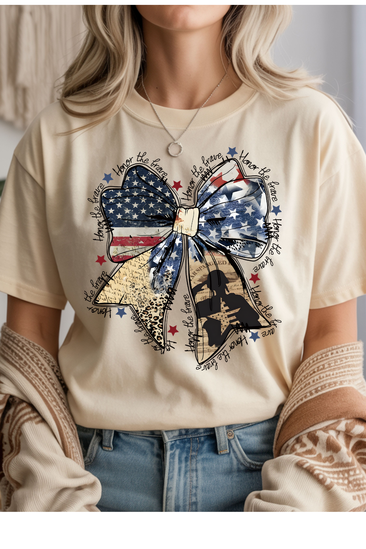 Wholesale Memorial Day - Honor the Brave #6 - Natural Gildan Tee