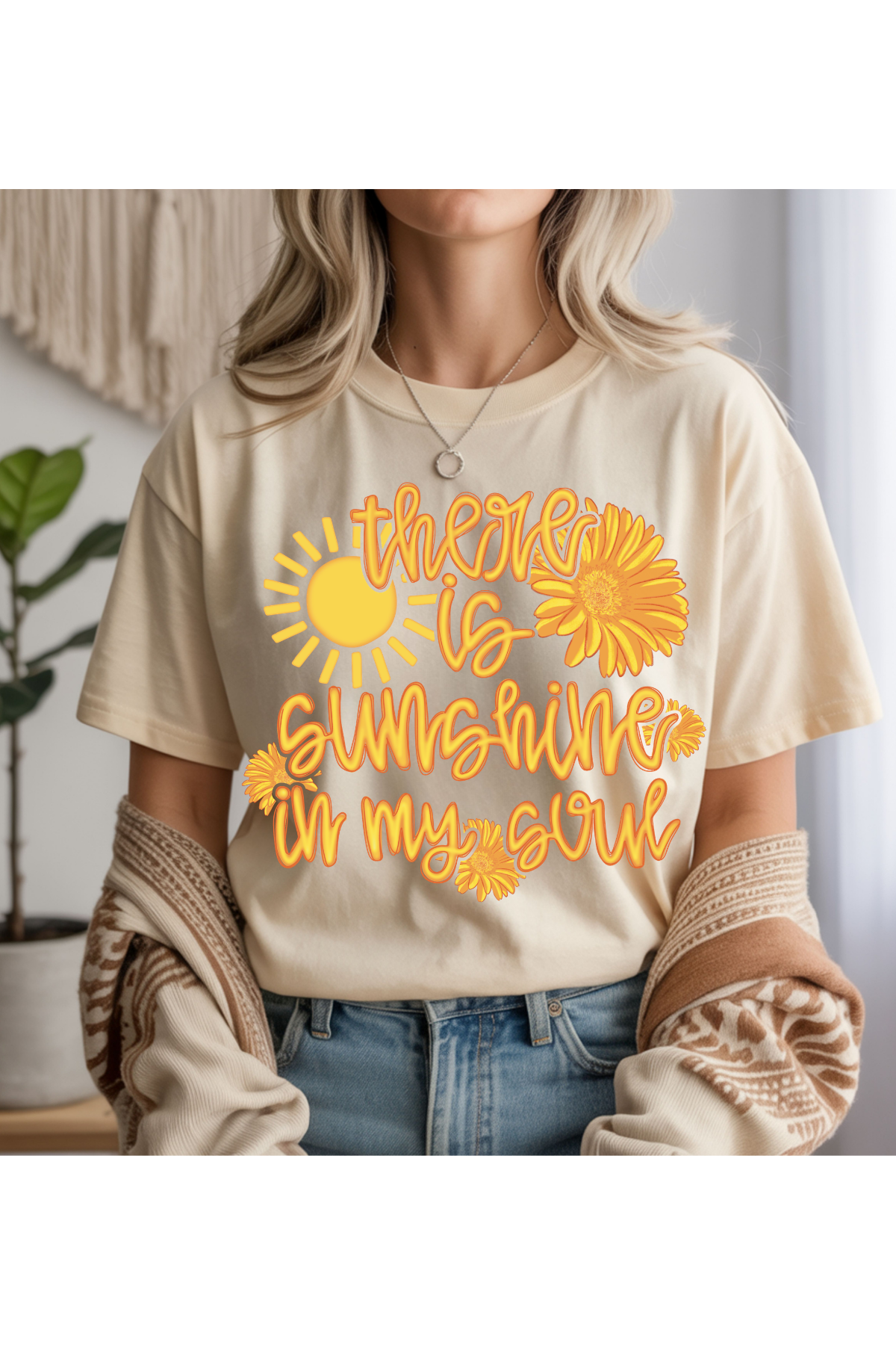 Wholesale Black & Teal - Sunshine In My Soul #7 - Natural Gildan Tee