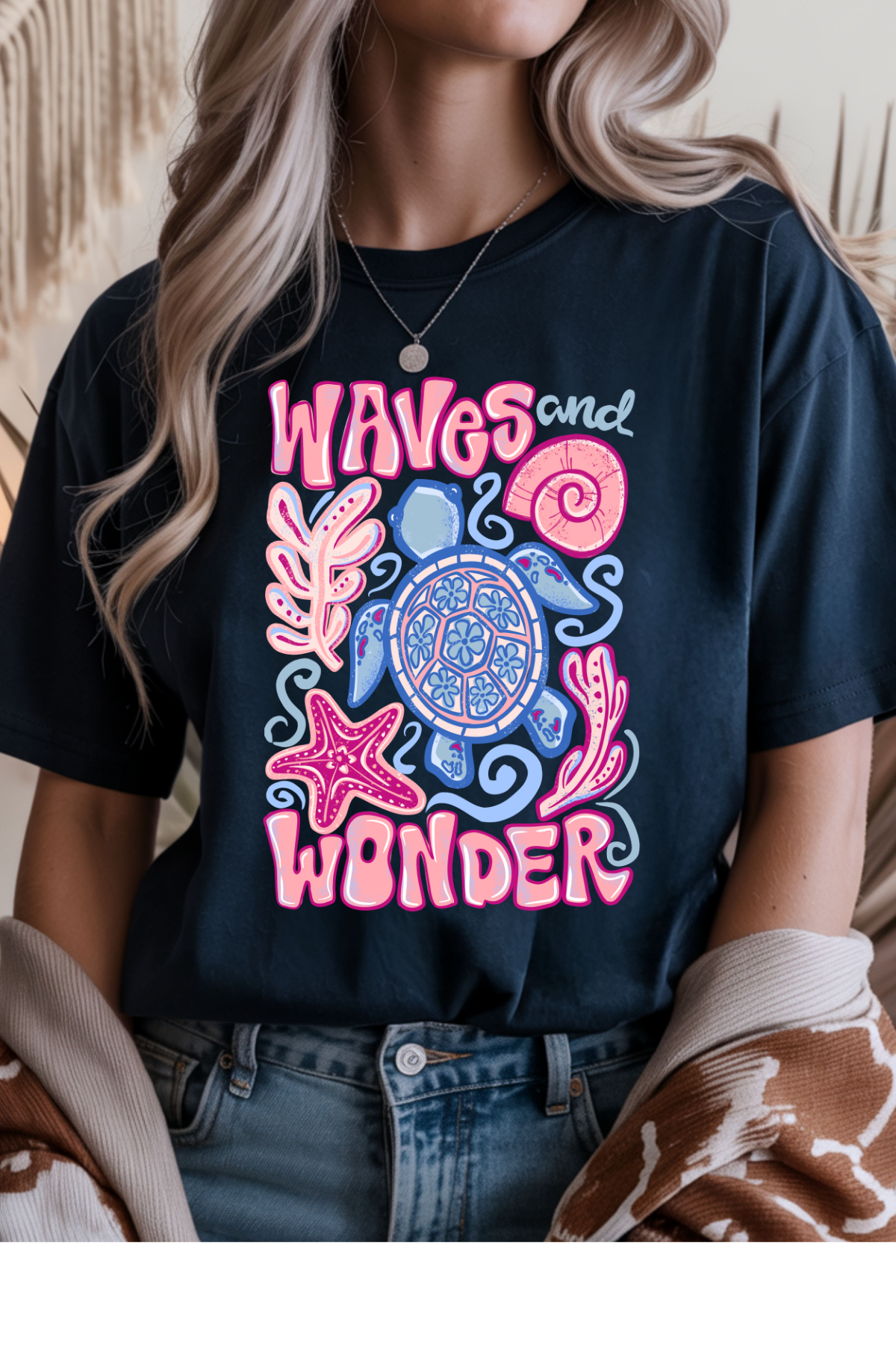 Wholesale Indigo - Waves & Wonder #10 - Navy Gildan Tee