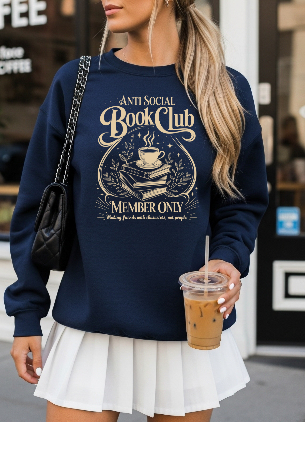 Wholesale New Year - Anti Social Book Club #8 - Navy Gildan Sweatshirt