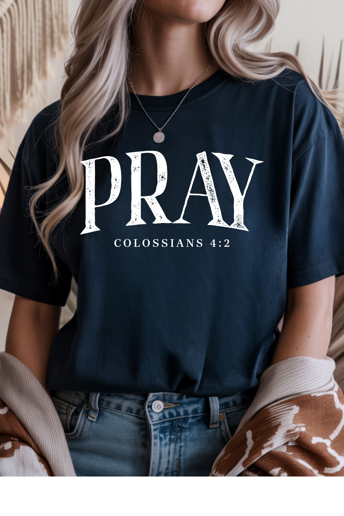 Wholesale Pink - Pray #1 - Navy Gildan Tee