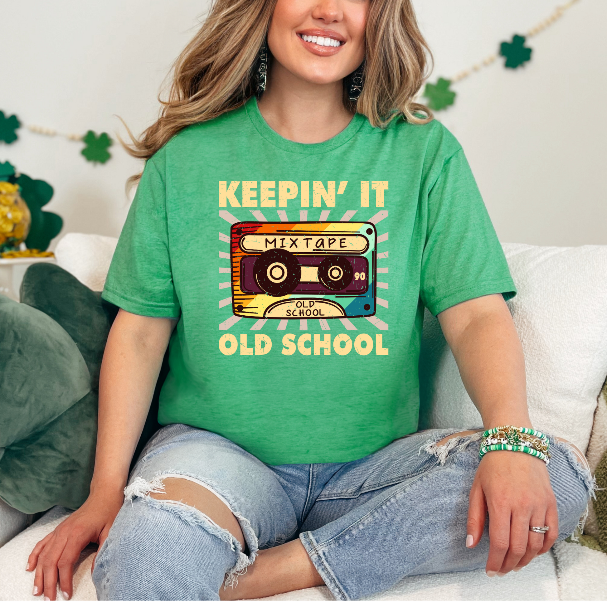 Wholesale Neon Summer Nights 2 Graphic Tee - Irish Green Tee