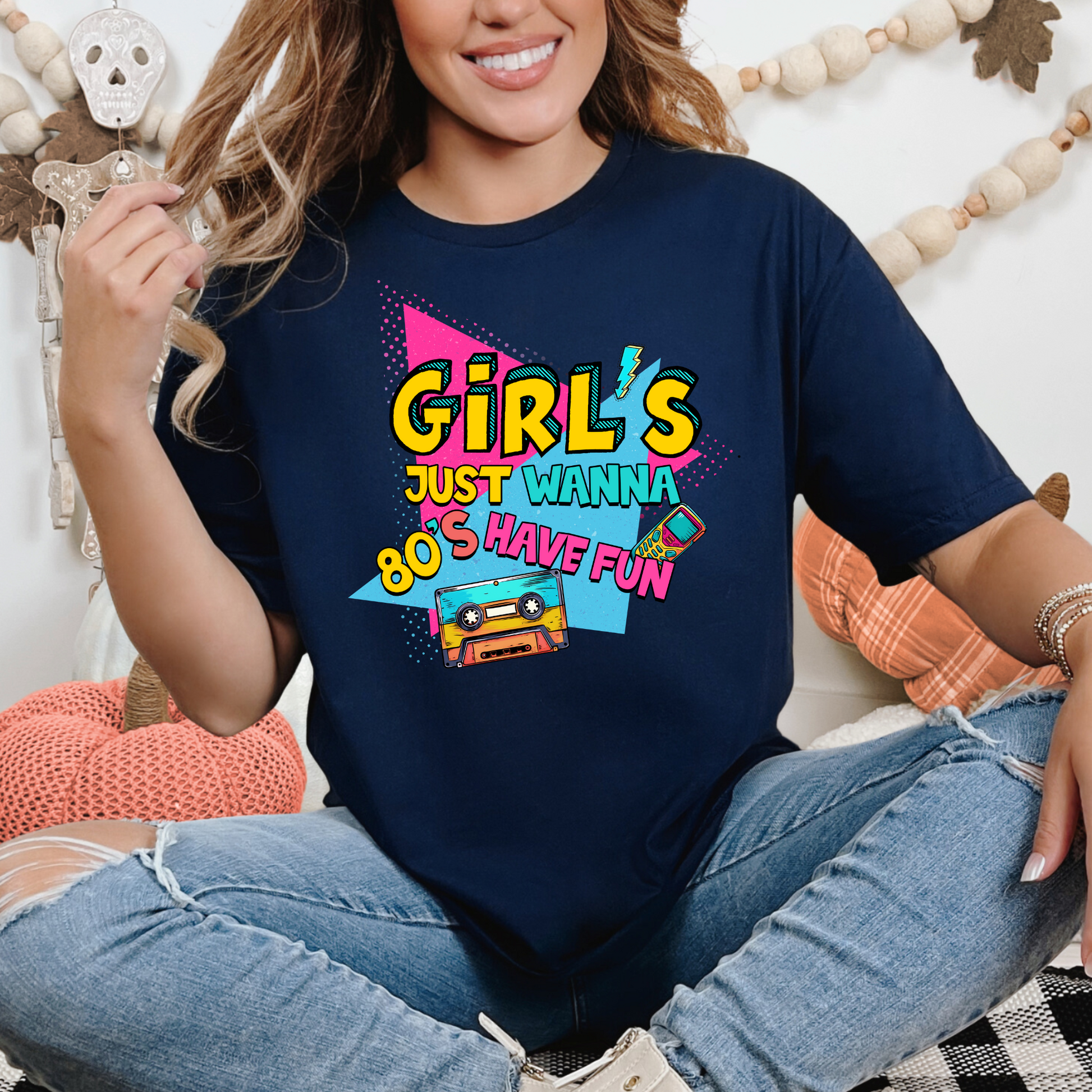 Wholesale Neon Summer Nights 4 Graphic Tee - Navy Tee