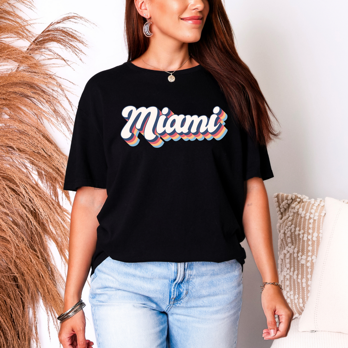 Wholesale Neon Summer Nights 5 Graphic Tee - Black Tee