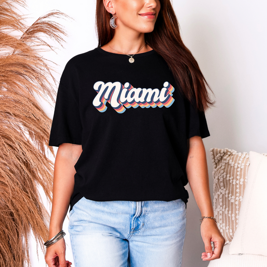 Wholesale Neon Summer Nights 5 Graphic Tee - Black Tee